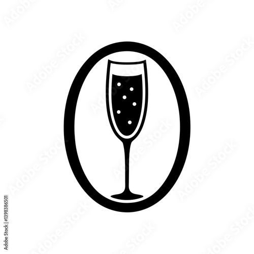 Elegant Champagne Glass Icon Celebration Drink Symbol