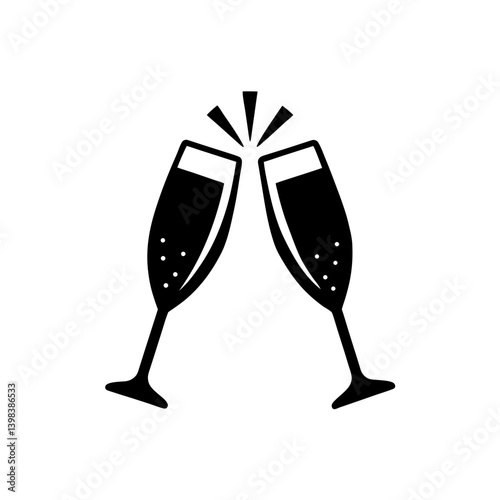 Festive Champagne Toast Icon Celebration Symbol