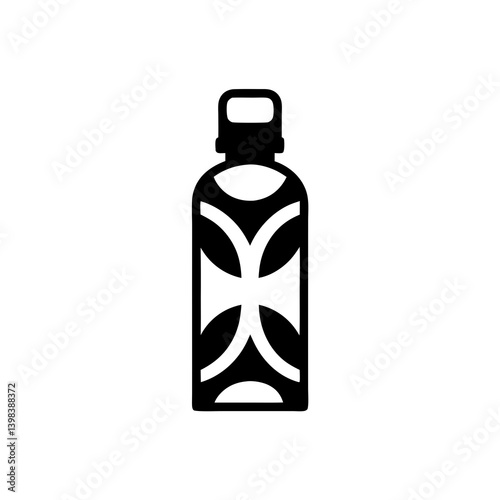 Eco bottle icon with decorative design sustainable reusable drink container

