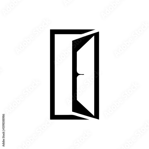 Minimal open door icon symbol of opportunity doorway silhouette design


