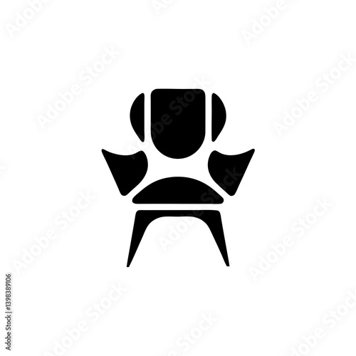 Upholstered chair icon with star petal design modern furniture silhouette

