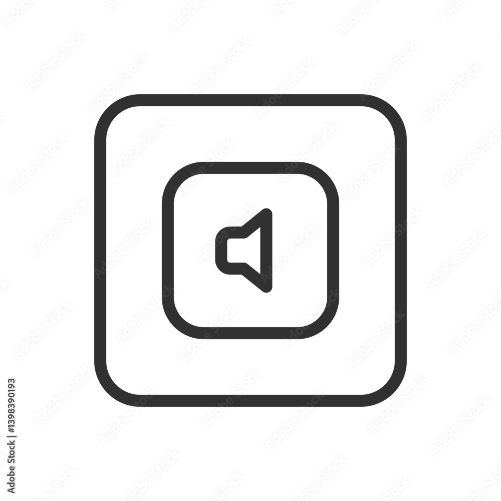 Volume Square Button Icon – Sound Control with a Geometric Interface Element Volume Square Button Icon – Sound Control with a Geometric Interface Element