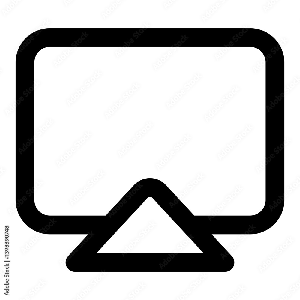 Airplay icon, cast, screen share, wireless, UI, line Airplay icon, cast, screen share, wireless, UI, line