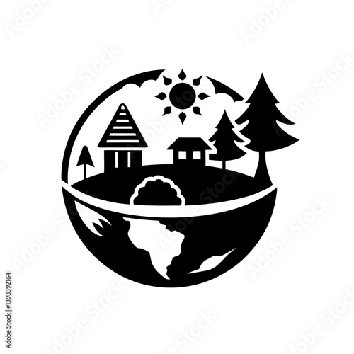 Sustainable Eco Tourism Icon Green Travel Symbol