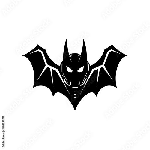 A Futuristic Gaming Bat Mascot With Large Techy Wings And A Cool Cyberpunk Style