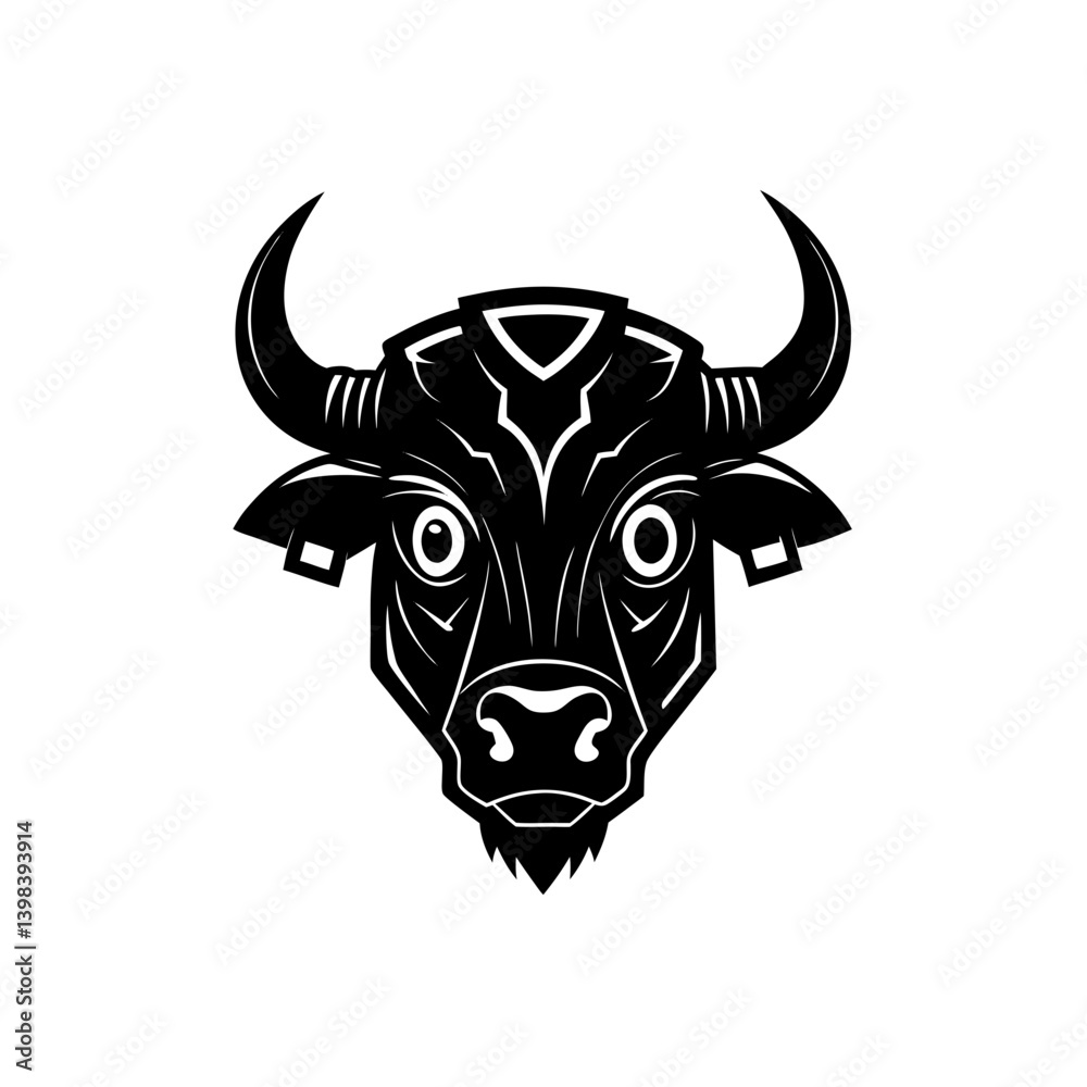 A Powerful Gaming Bison Mascot With Strong Robotic Horns And A Fierce Expression A Powerful Gaming Bison Mascot With Strong Robotic Horns And A Fierce Expression