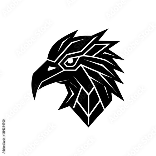 Robotic Beak Neon Eye Gaming Eagle Head Digital Bird