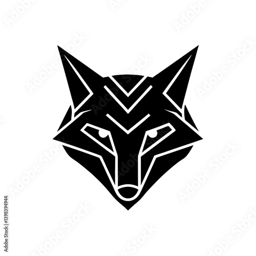 Neon Techy Tail Stylized Gaming Fox Head Digital Art