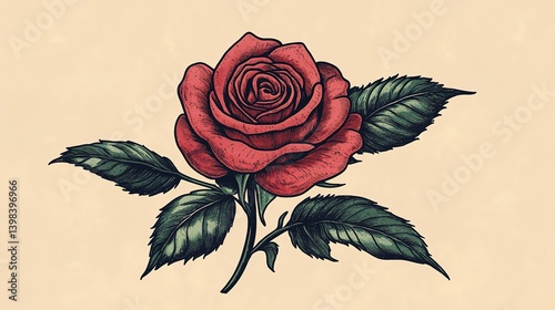 Traditional vintage rose tattoo art artistic display tattoo design creative studio close-up view timeless expression