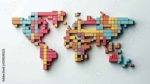 Obraz na płótnie Global trade representation world map of shipping containers infographic business environment aerial view logistics concept w salonie