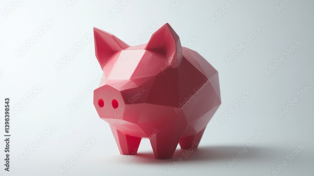 Crisp pink piggy bank creative studio 3d model minimalist environment static viewpoint financial concept