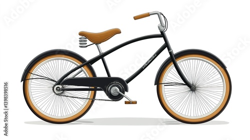 Vintage bicycle showcase isolated on white background digital art studio environment close-up view retro concept