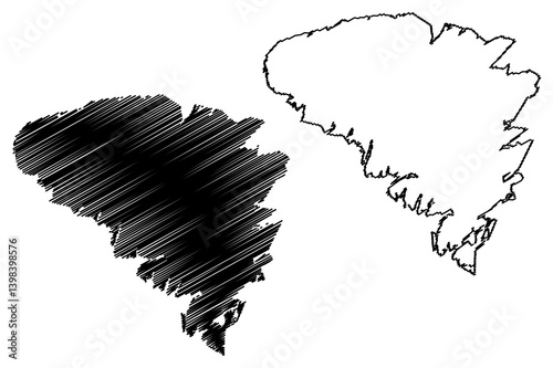 Resolution island (Canada, Nunavut Territory, North America) map vector illustration, scribble sketch Resolution map