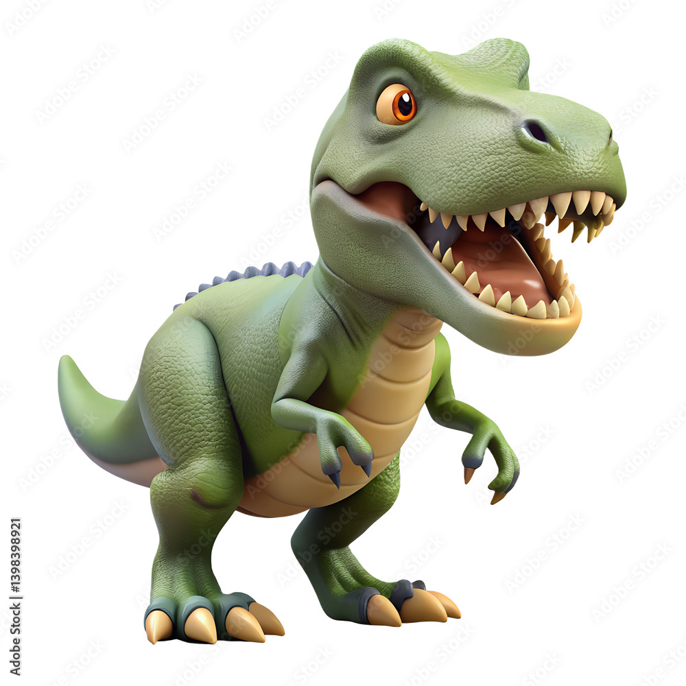 Obraz premium Adorable Cartoon T Rex Dinosaur Illustration Perfect for Children's Books or Games