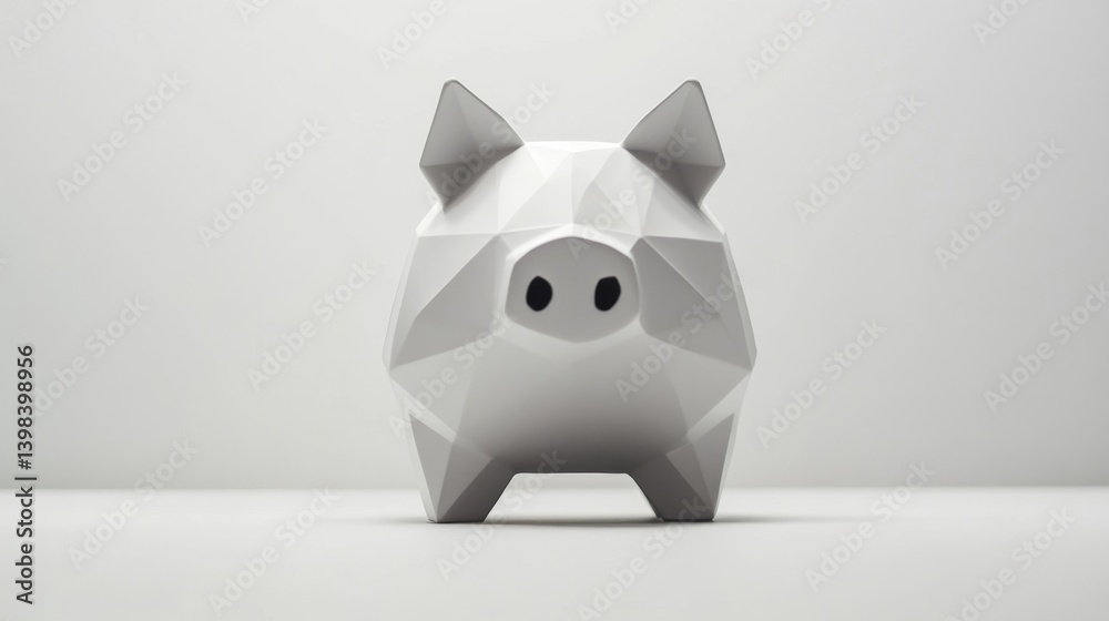 Modern piggy bank design studio environment 3d render minimalist aesthetic creative concept for financial savings