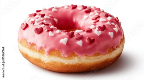 Obraz na płótnie Delightful pink heart sprinkled donut bakery food image cozy setting close-up view sweet treat concept w salonie