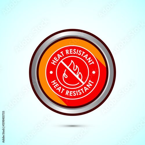 Heat resistant icon design illustration, Heat resistant label sign symbol, Orange color shadow button design