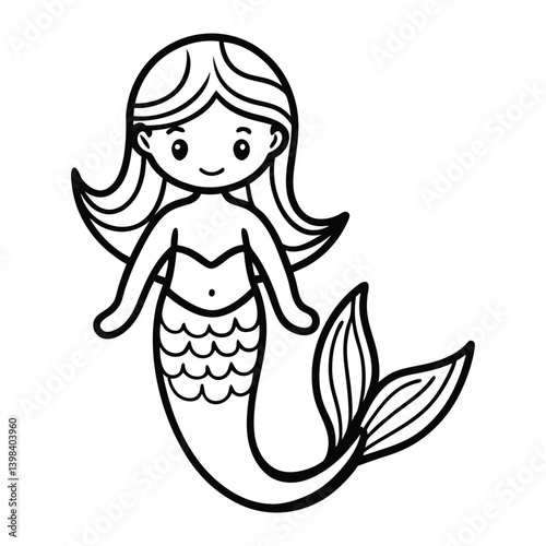 Cute cartoon illustration of a little girl character with a big lollipop and a fun fish fan