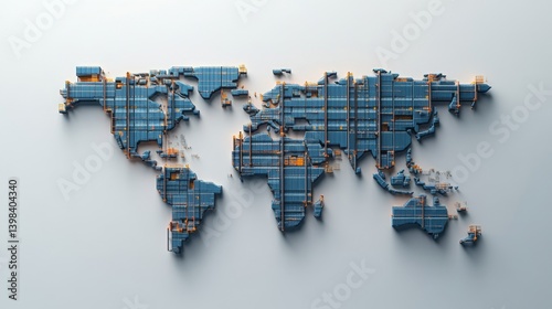 Obraz na płótnie Global trade network visualized world map digital art modern environment aerial view economic concept w salonie