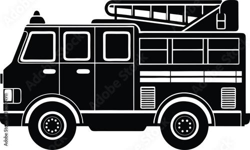 Fire Truck Silhouette Vector | Emergency, Rescue & Vehicle Line Art