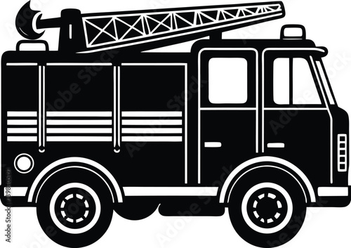 Fire Truck Silhouette Vector | Emergency, Rescue & Vehicle Line Art