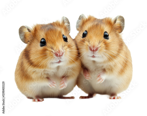 Obraz na płótnie Adorable hamsters posing together animal cute companions view. Isolated on transparent background, png. w salonie