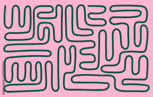 modern simple pink and black line pattern, shape geometric maze background design, liquid elements for cards, invitation, branding, banner, cover	