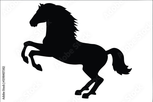Horse jumping black silhouette, Horse icon vector
