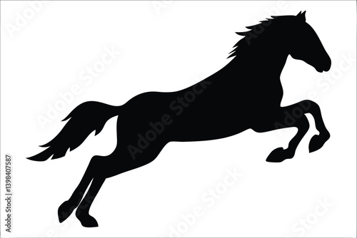 Horse jumping black silhouette, Horse icon vector