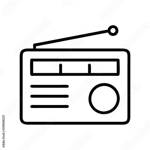 Vintage radio icon vector illustration, retro radio receiver with antenna design element isolated