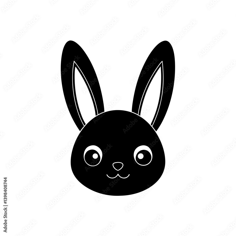 Obraz premium Pastel Kawaii Bunny Head Adorable Rabbit Face with Colorful Ears