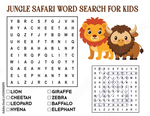 Jungle Safari Word Search for Kids