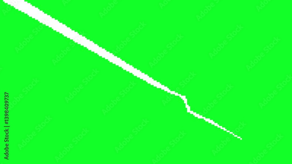 Pixel Art Cartoon Speed Explosion Lightning on Green Screen, Comic Book Style Animation Boom Energy Loop. Cartoon lightning bolt flashing and manga pixel art style, retro gaming, electric vibe