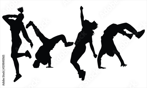 silhouettes of dancing people