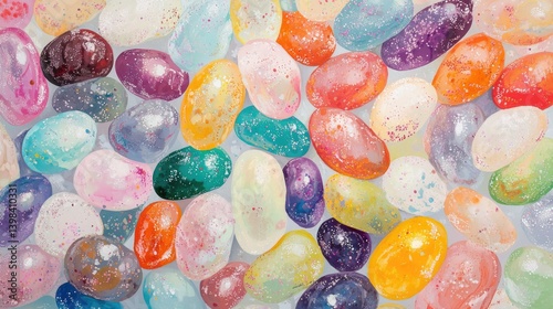 A Colorful Collection Of Jelly Beans In An Artistic Display
