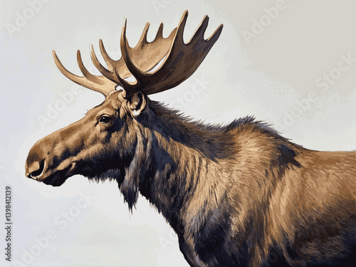 Brushstrokes beneath northern skies moose isolated watercolor vector illustration svg 