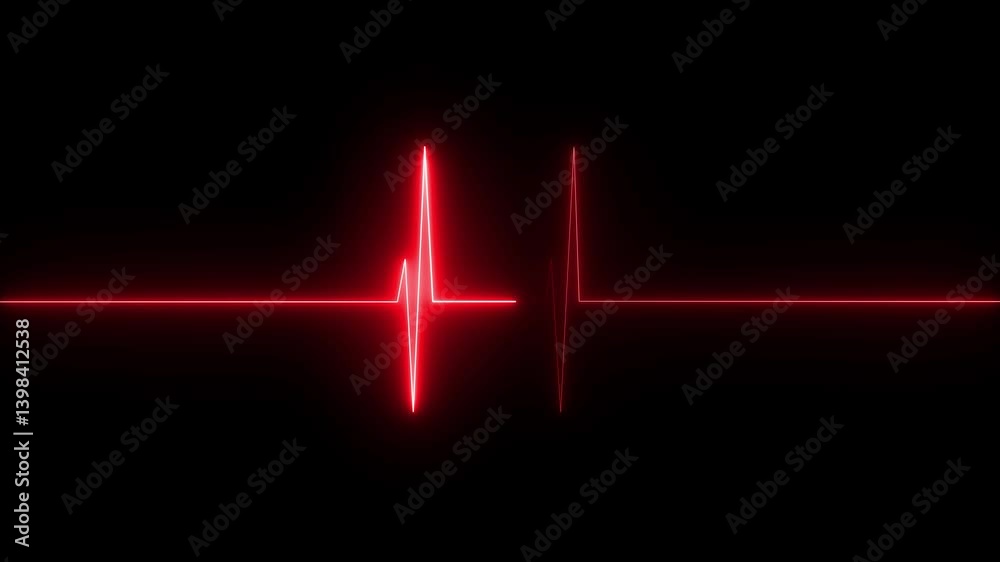 glowing neon hart beet animation.  heart beat line animation on black background. medical concept Abstract glowing blue heartbeat signal icon animation video