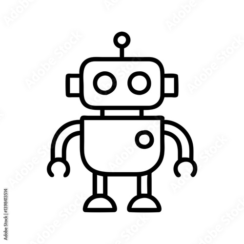 Cute outline robot vector drawing for kids robotics ai technology and automation concept design