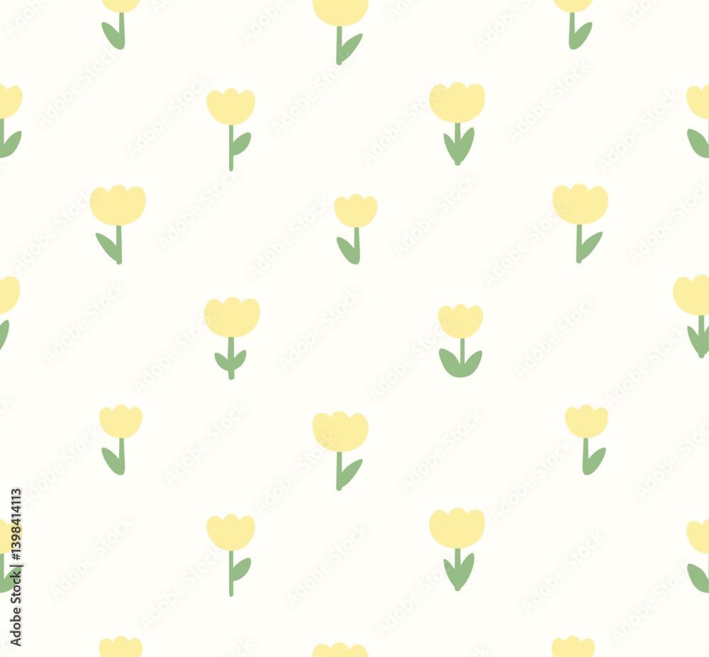 Yellow tulip flower seamless vector pattern