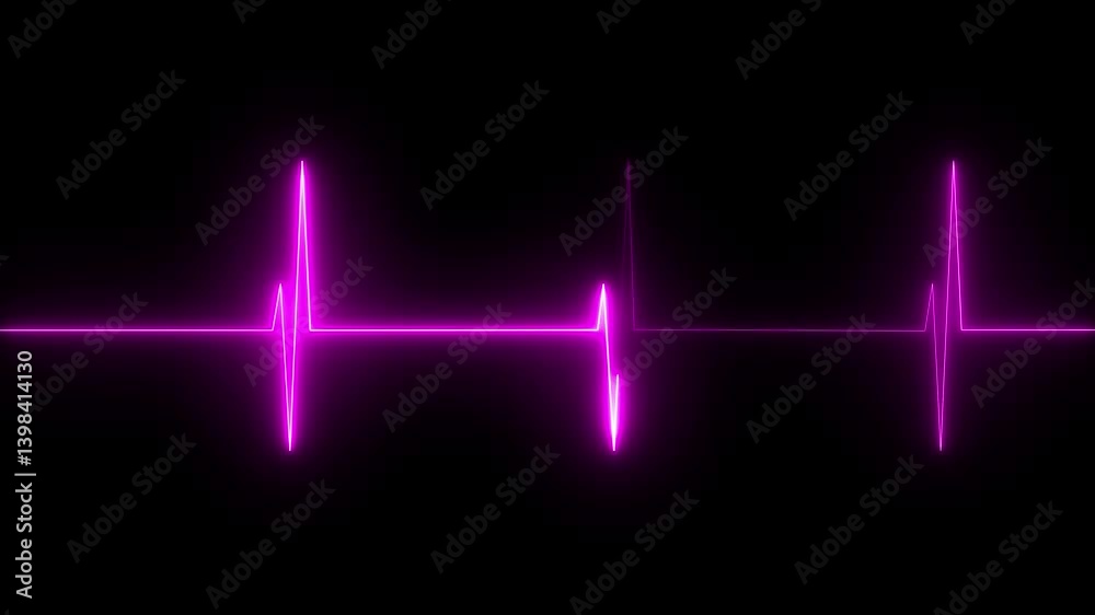 glowing neon hart beet animation. heart beat line animation on black background. medical concept Abstract glowing blue heartbeat signal icon animation video.