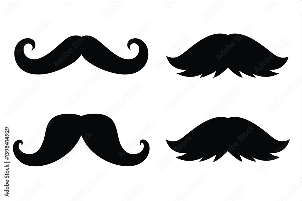 mustache silhouette vector set, moustache icon collection