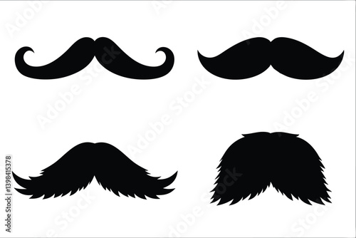 mustache silhouette vector set, moustache icon collection