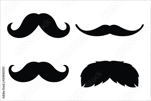 mustache silhouette vector set, moustache icon collection