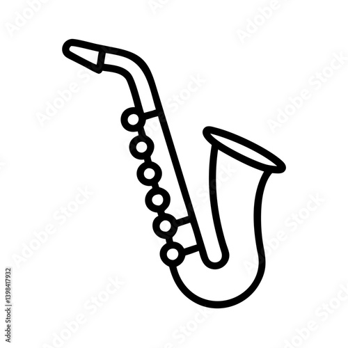 Saxophone outline vector illustration, musical instrument drawing for jazz band and music lovers