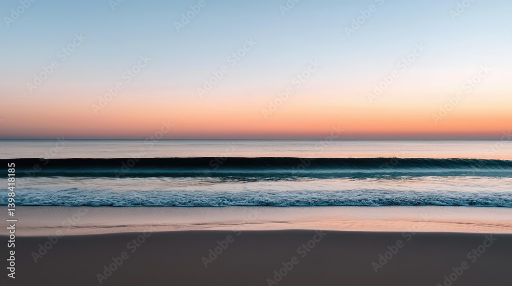 Fototapeta premium A tranquil beach scene capturing a beautiful sunset at the ocean
