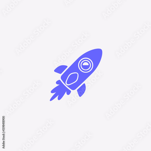 Obraz na płótnie Flying rocket icon isolated. Rocket ship with fire launch in the sky. Vector illustration. Children's spaceship toy. Bright colors. Cartoon flat style design. Simple icon. Business, start up concept. w salonie