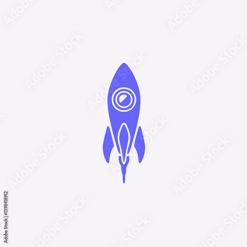 Flying rocket icon isolated. Rocket ship with fire launch in the sky. Vector illustration. Children's spaceship toy. Bright colors. Cartoon flat style design. Simple icon. Business, start up concept.