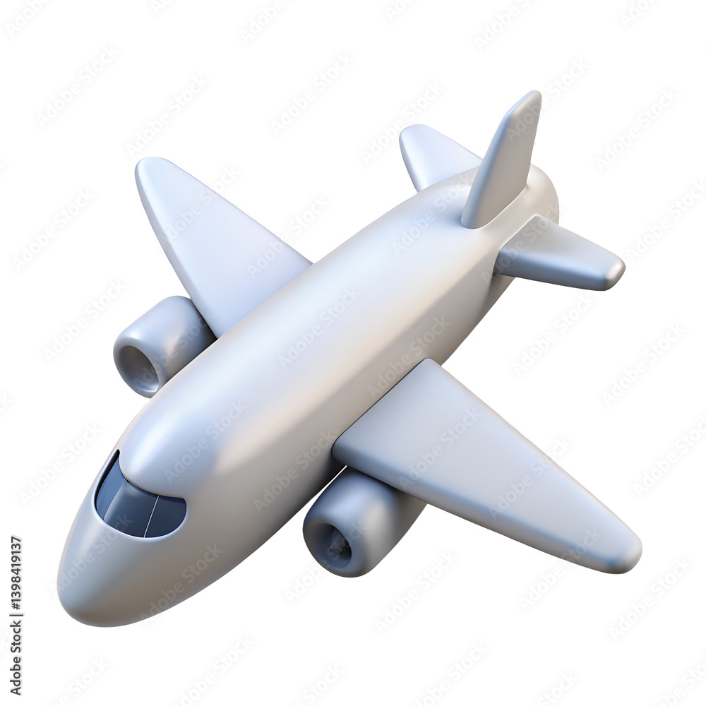 Fototapeta premium Simple 3D Model of a Passenger Airplane for Travel and Transportation Designs