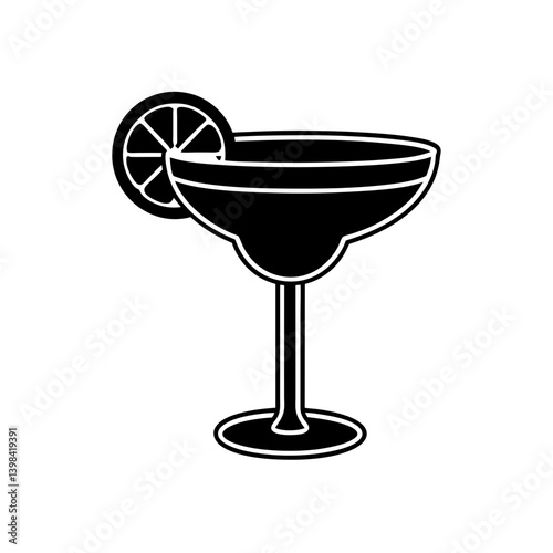 Black Silhouette Simple Margarita Icon Vector Drink Design vector illustration