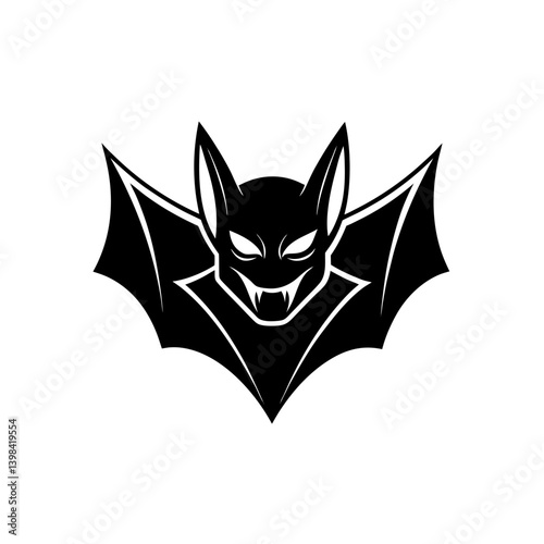 Black Silhouette Bat Head Mascot Showing Modern Sleek Exaggerated Wings vector illustration